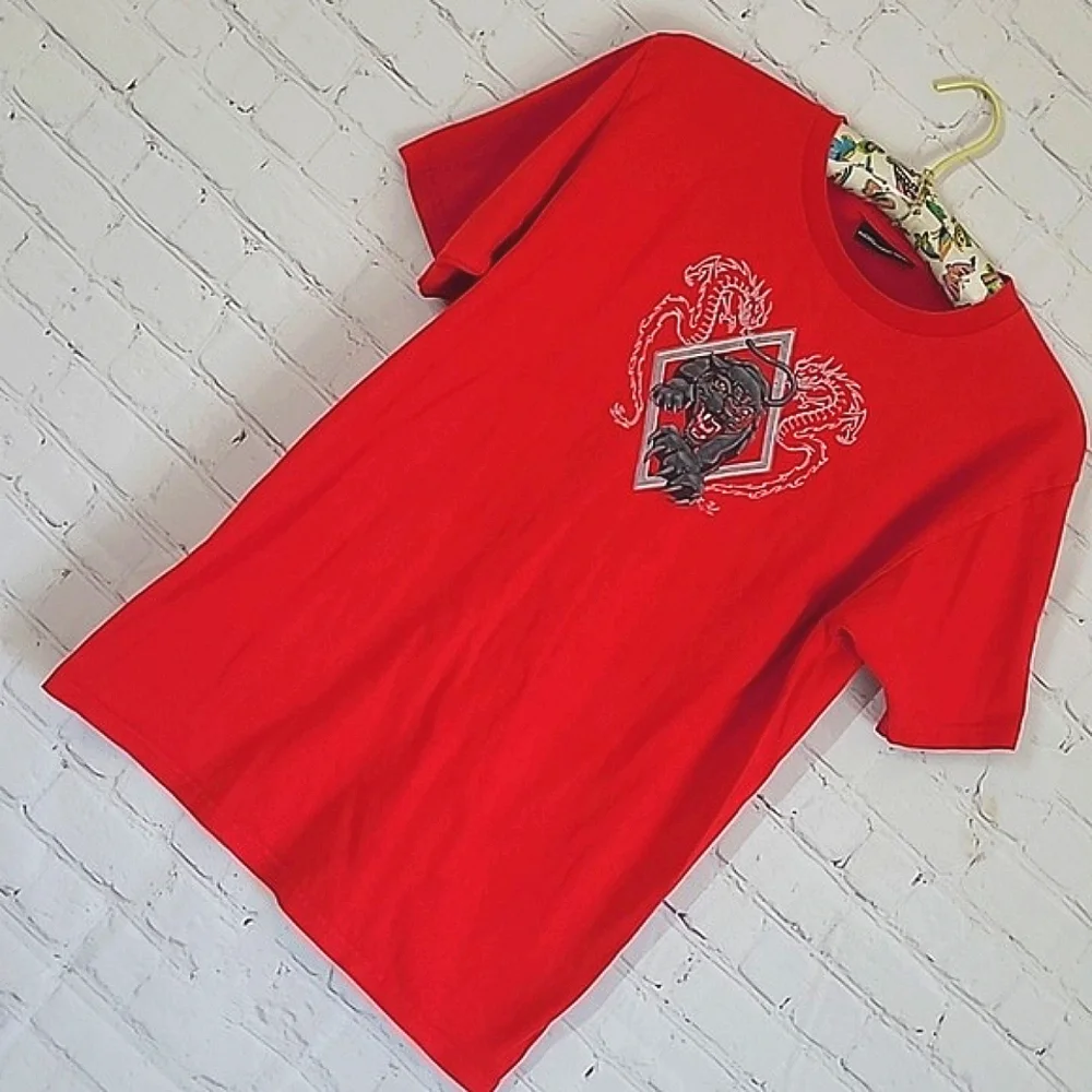 Vintage Y2K No Boundaries Chili Pepper Red Tattoo Jaguar Print Tee Tshirt Size S - Picture 3 of 15